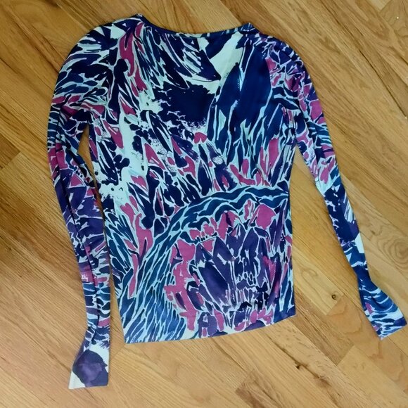 Emilio Pucci abstract print multicoloured v neck cashmere sweater - Picture 7 of 8